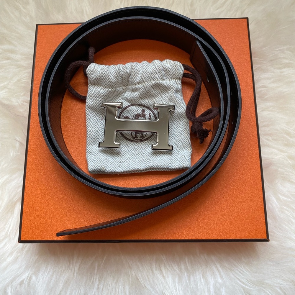 Hermes Belt Buckle & Reversible Leather Strap. 32 MM.